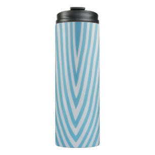 White and blue striped illustration thermal tumbler