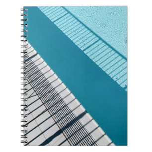 White and blue striped textile notebook