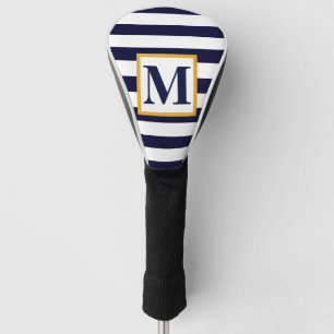 White and Blue Stripes Golf Head Cover