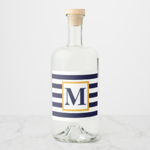 White and Blue Stripes Liquor Bottle Label
