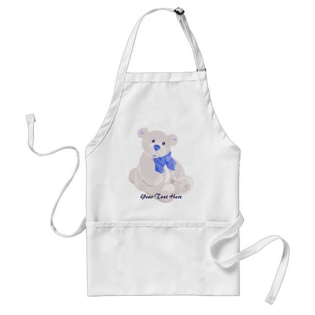 White and Blue Teddy Apron (Front)