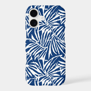 White And Blue Tropical Leaf Repeating Pattern