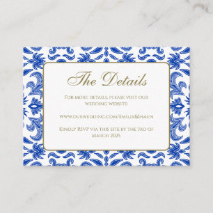 White and Blue Wedding Details Enclosure Card