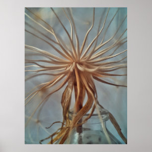 White and brown abstract painting poster