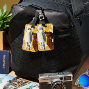 White And Brown Alpacas, Girls Tshirt Luggage Tag