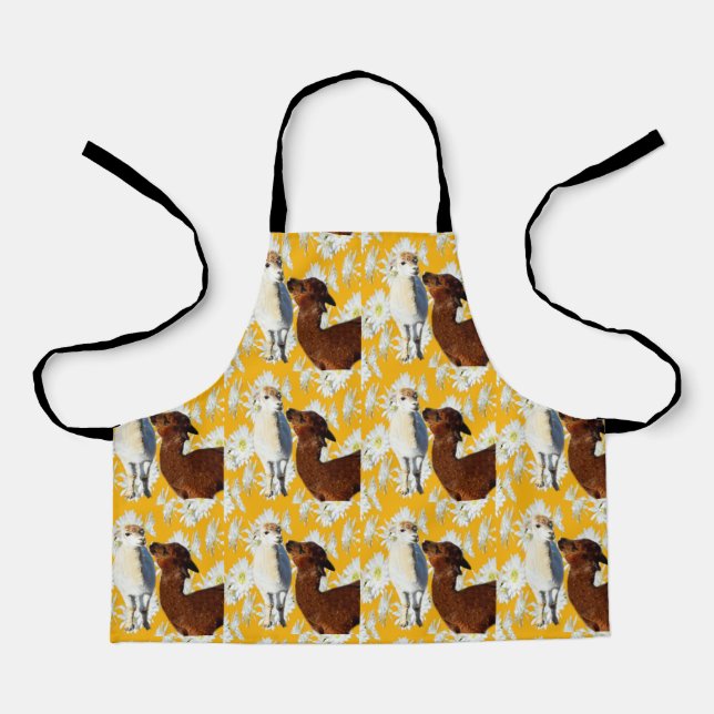 White And Brown Alpacas, Kids Full Print Apron (Front)