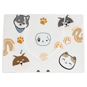 White and Brown Animal Illustration - Stylish Appl Large Gift Bag