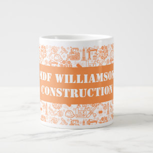 white and brown Architectural Blueprint Engineer Large Coffee Mug