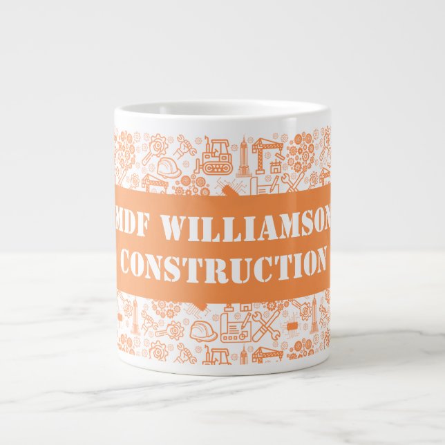 white and brown Architectural Blueprint Engineer Large Coffee Mug (Front)