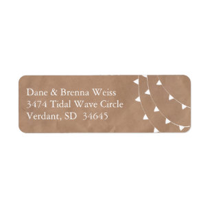 White and Brown Banner Bunting Return Address Return Address Label