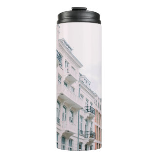 WHITE AND BROWN BUILDINGS THERMAL TUMBLER