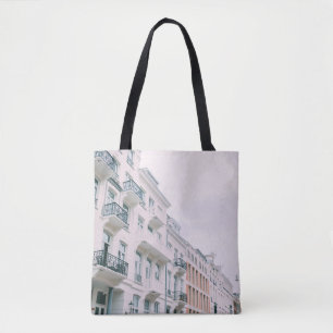 WHITE AND BROWN BUILDINGS TOTE BAG