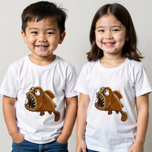 white and brown cartoon piranha fish baby T-Shirt