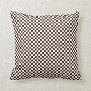 White and Brown Chequered Cushion