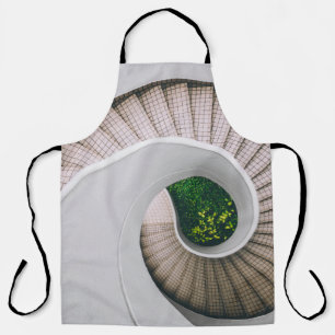 WHITE AND BROWN CONCRETE SPIRAL STAIRS APRON