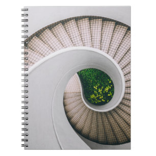WHITE AND BROWN CONCRETE SPIRAL STAIRS NOTEBOOK