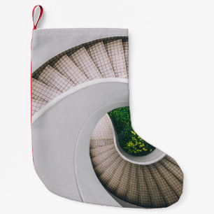 WHITE AND BROWN CONCRETE SPIRAL STAIRS SMALL CHRISTMAS STOCKING