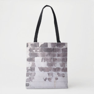 White and brown concrete wall tote bag