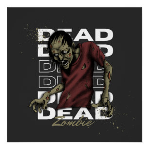 White and Brown Dead Zombie Glossy Poster