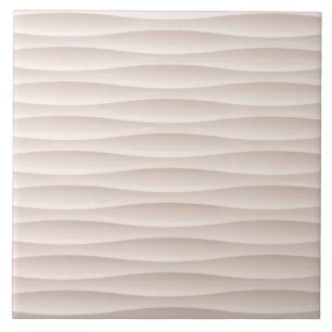 White and Brown Faux Striped Textile Ceramic Tile