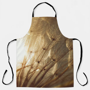 White and brown floral textile apron
