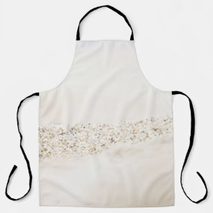 White and brown floral textile apron