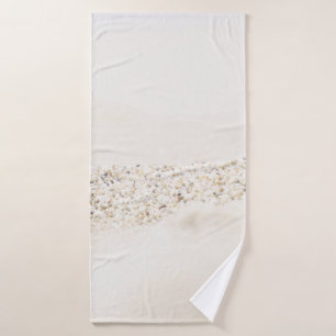 White and brown floral textile bath towel