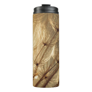 White and brown floral textile thermal tumbler