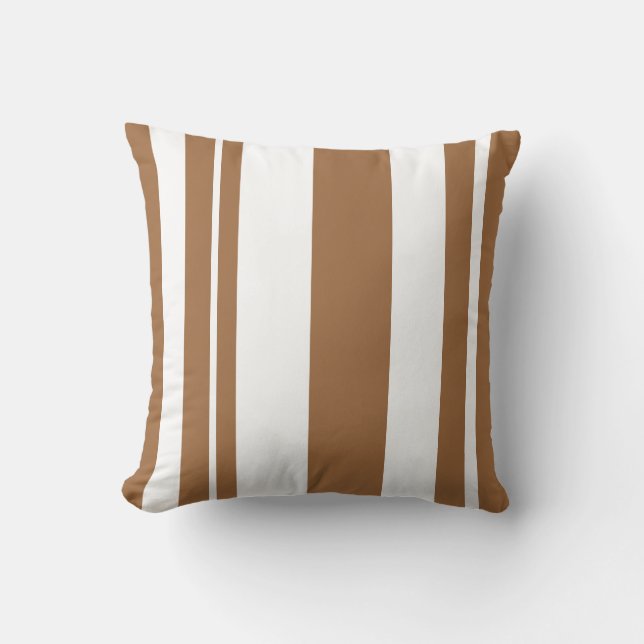 White and Brown Striped throw pillow (Front)