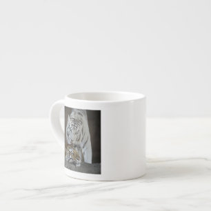 White And Brown Tigers Resting Espresso Cup
