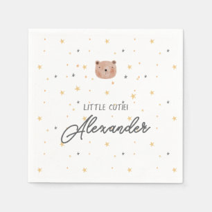 White and Brown Watercolor Cute Baby Shower Napkin