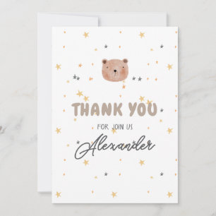 White and Brown Watercolor Cute Baby Shower Thank You Card