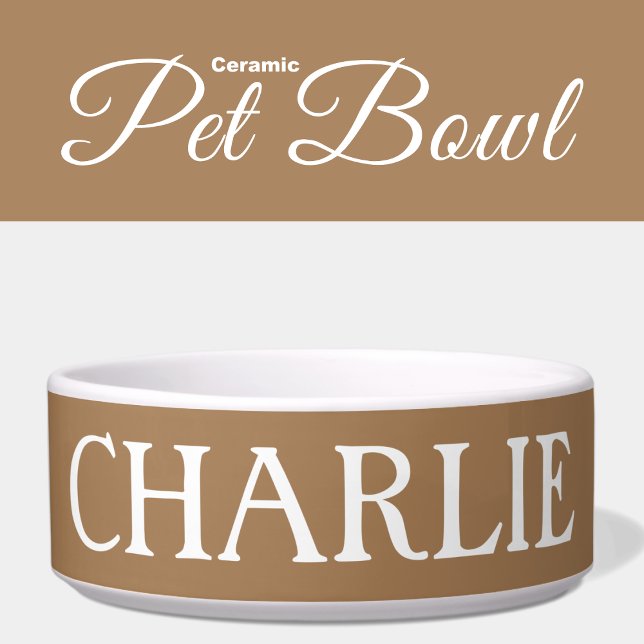White and brown with a name cat or dog bowl (Creator Uploaded)