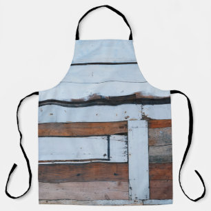 White and brown wooden board apron