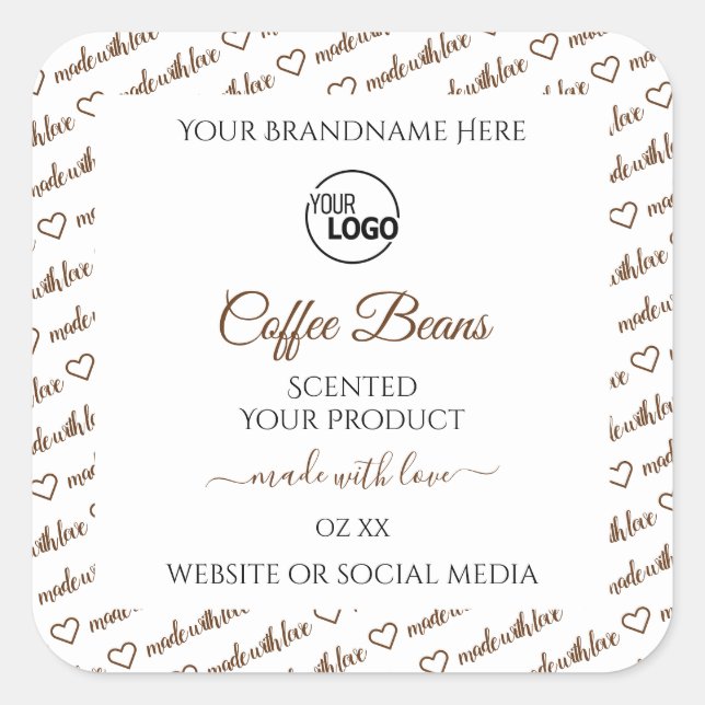White and Brown Word Cloud Product Labels Add Logo (Front)