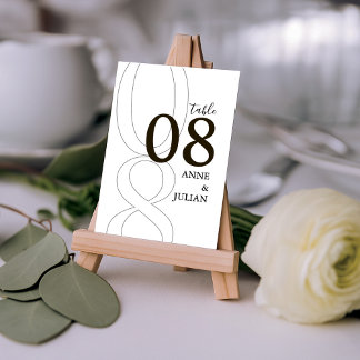 White and BrownModern Wedding Table Number Card