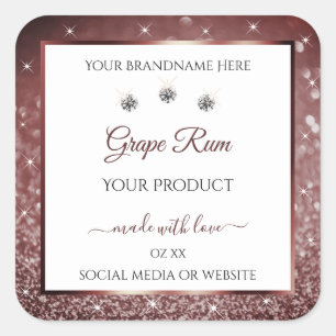 White and Burgundy Glitter Product Labels DIamonds