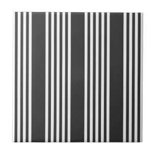 White and charcoal five stripes pattern ceramic tile