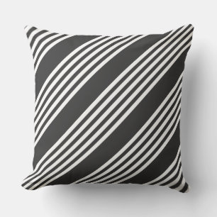 White and charcoal five stripes pattern cushion