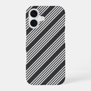 White and charcoal five stripes pattern iPhone 16 case