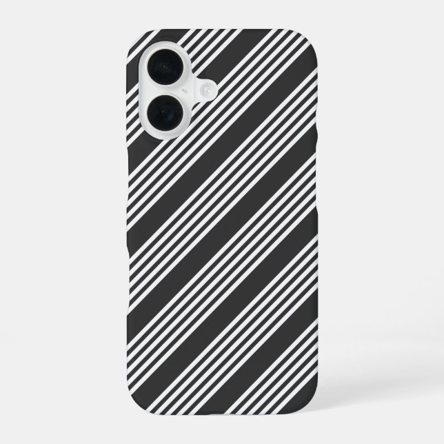 White and charcoal five stripes pattern iPhone 16 case (Back)