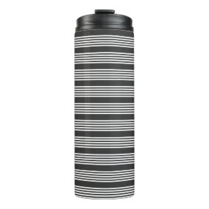 White and charcoal five stripes pattern thermal tumbler