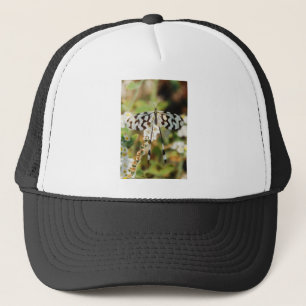 White and Chocolate Brown Fantail Butterfly Trucker Hat