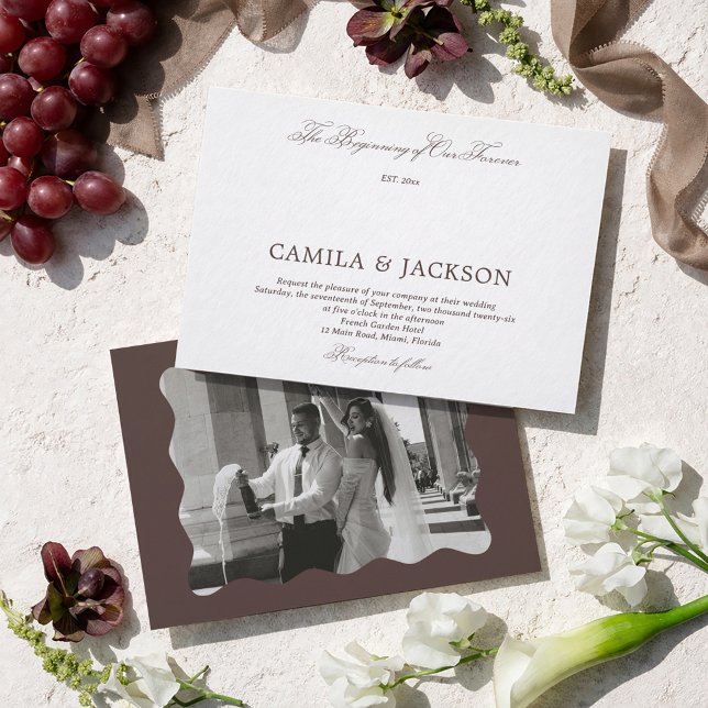 White and Chocolate Brown Wedding  Invitation (Creator Uploaded)