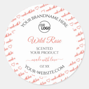 White and Coral Word Cloud Product Labels Add Logo
