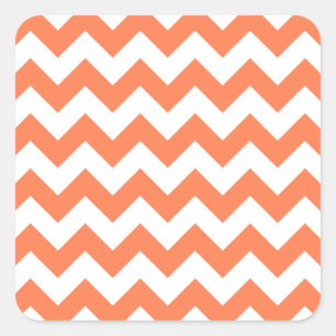 White and Coral Zigzag Pattern Square Sticker