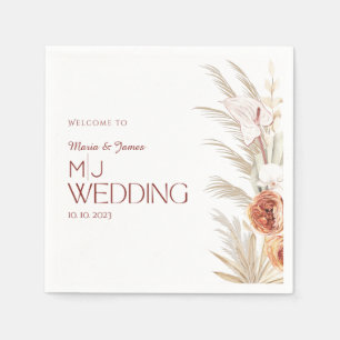 White And Cream Rustic Boho Wedding Napkin