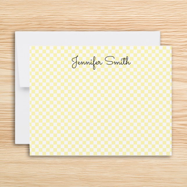 White and Cream Small Check Card (White and Cream Small Check Note Card)