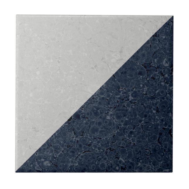 White and Dark Blue  Ceramic Tile (Front)