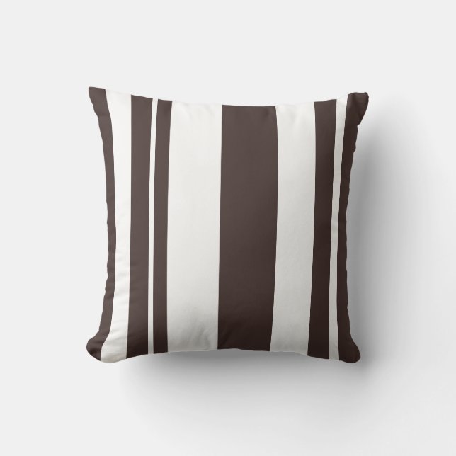 White and Dark Brown Striped throw pillow (Front)
